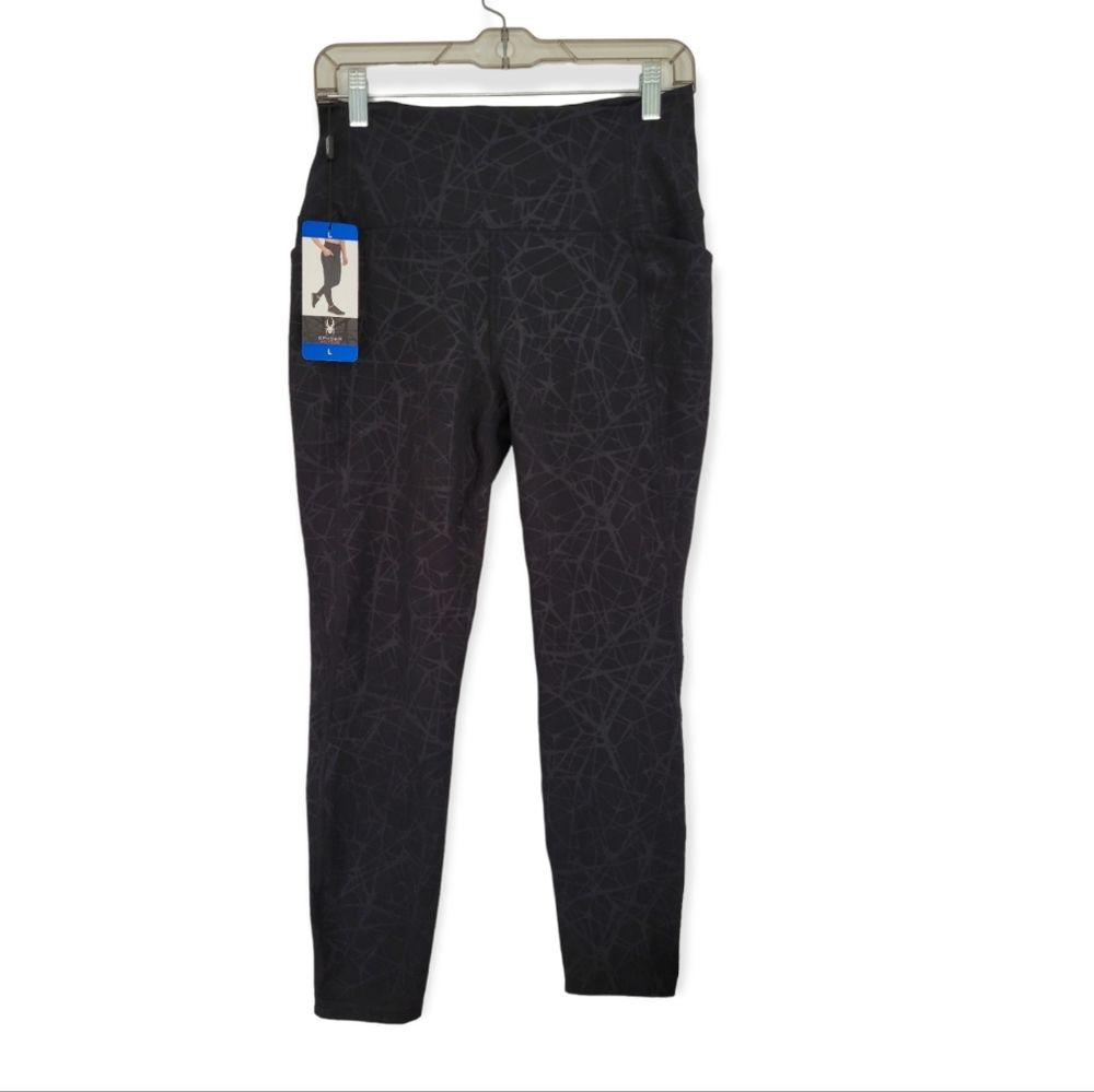 Spyder Black Web Print High Rise Active Performance Pants Leggings - Picture 5 of 9